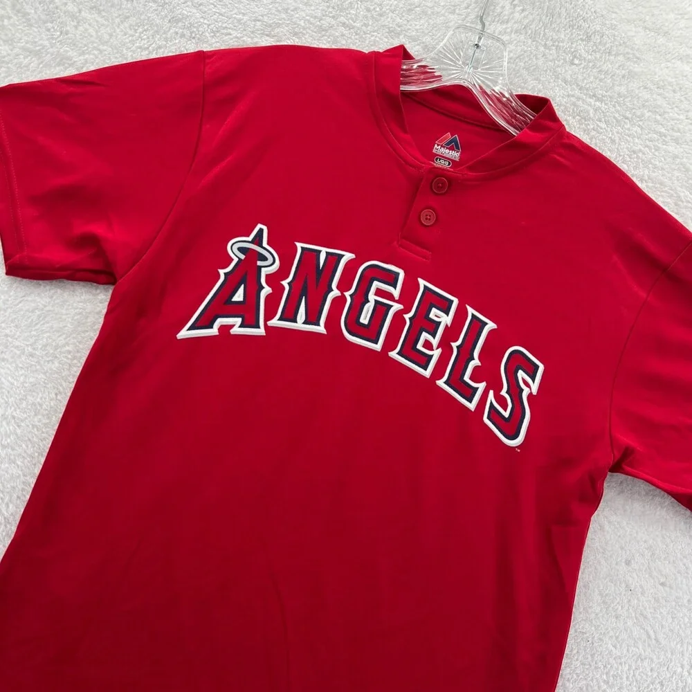 Los Angeles Angels Shirt Boys Large Red MLB Jersey Youth Sports Majestic Tee New